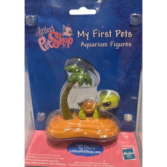 Littlest Pet Shop My First Pets Aquarium Figures Green Turtle & Palm Tree 2008 - Picture 2 of 6